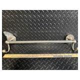 Brushed Nickel Wall-Mount Towel Bar with End Hooks - 28-30 in