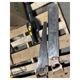 Assorted Workshop Tools & Garden Equipment - Hydraulic Pumps, Saws, Shovels & Forks