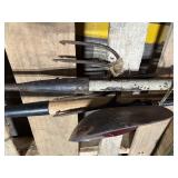 Assorted Workshop Tools & Garden Equipment - Hydraulic Pumps, Saws, Shovels & Forks