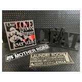 Vintage Metal Wall Signs: Our Love Grows Stronger Everyday, The Mother Road, Laundry Room, EAT