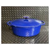 Rachael Ray Blue Enameled Cast Iron Dutch Oven with Lid, Wicker Basket & Bakeware