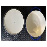 Rachael Ray Blue Enameled Cast Iron Dutch Oven with Lid, Wicker Basket & Bakeware