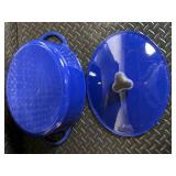 Rachael Ray Blue Enameled Cast Iron Dutch Oven with Lid, Wicker Basket & Bakeware