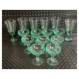 Stemware Set - Green Glass Goblets & Coup Glasses - 12 Pieces