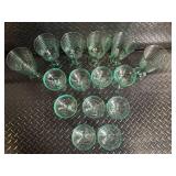 Stemware Set - Green Glass Goblets & Coup Glasses - 12 Pieces