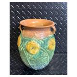 Woven Straw Tote Basket & Sunflower Ceramic Vase