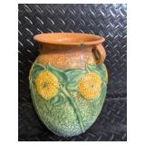 Woven Straw Tote Basket & Sunflower Ceramic Vase