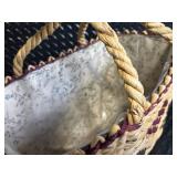 Woven Straw Tote Basket & Sunflower Ceramic Vase