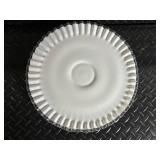 Teleflora Gift Angel Figurine - Blue Glass Dessert Stand & White Ruffled Plate - 3-Piece Set