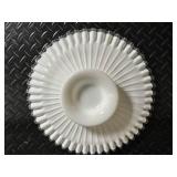 Teleflora Gift Angel Figurine - Blue Glass Dessert Stand & White Ruffled Plate - 3-Piece Set