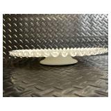 Teleflora Gift Angel Figurine - Blue Glass Dessert Stand & White Ruffled Plate - 3-Piece Set