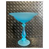 Teleflora Gift Angel Figurine - Blue Glass Dessert Stand & White Ruffled Plate - 3-Piece Set