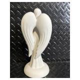 Teleflora Gift Angel Figurine - Blue Glass Dessert Stand & White Ruffled Plate - 3-Piece Set