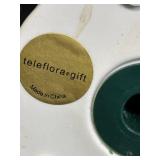 Teleflora Gift Angel Figurine - Blue Glass Dessert Stand & White Ruffled Plate - 3-Piece Set