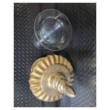 Gold-Tone Ornate Lidded Urn & Clear Glass Hurricane Vase