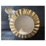 Gold-Tone Ornate Lidded Urn & Clear Glass Hurricane Vase