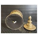 Gold-Tone Ornate Lidded Urn & Clear Glass Hurricane Vase