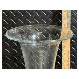 Gold-Tone Ornate Lidded Urn & Clear Glass Hurricane Vase