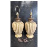 American Lamp Co. Vintage Ribbed Ceramic Vase Table Lamps - Pair, 23 in Tall