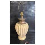 American Lamp Co. Vintage Ribbed Ceramic Vase Table Lamps - Pair, 23 in Tall
