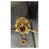 Vintage Milk-Glass Spiral Table Lamp with Ornate Brass Base