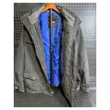 London Fog F.O.G. XXL Parka - Gray/Black Exterior, Bright Blue Lining