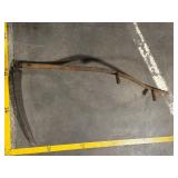 Antique Scythe with Wooden Snath and Curved Steel Blade