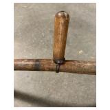 Antique Scythe with Wooden Snath and Curved Steel Blade