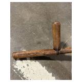 Antique Scythe with Wooden Snath and Curved Steel Blade