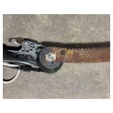 Pole Saw With Rope-Activated Cutting Head - Orange Telescoping Pole