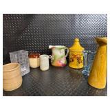 Floral Hand-Painted Pitcher with Pink Roses, Green Gradient - Vintage Ceramic