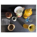 Floral Hand-Painted Pitcher with Pink Roses, Green Gradient - Vintage Ceramic