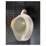 Floral Hand-Painted Pitcher with Pink Roses, Green Gradient - Vintage Ceramic