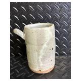 Floral Hand-Painted Pitcher with Pink Roses, Green Gradient - Vintage Ceramic