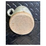 Floral Hand-Painted Pitcher with Pink Roses, Green Gradient - Vintage Ceramic