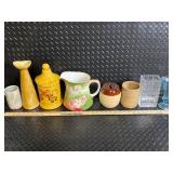 Floral Hand-Painted Pitcher with Pink Roses, Green Gradient - Vintage Ceramic