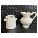 White Ceramic Dinnerware & Decor Lot - Plates, Cups, Mugs, Pitcher, Hen-in-Basket