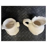 White Ceramic Dinnerware & Decor Lot - Plates, Cups, Mugs, Pitcher, Hen-in-Basket