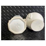 White Ceramic Dinnerware & Decor Lot - Plates, Cups, Mugs, Pitcher, Hen-in-Basket