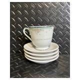 White Ceramic Dinnerware & Decor Lot - Plates, Cups, Mugs, Pitcher, Hen-in-Basket