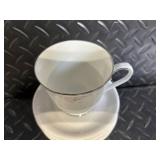 White Ceramic Dinnerware & Decor Lot - Plates, Cups, Mugs, Pitcher, Hen-in-Basket