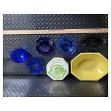 Heritage Johnson Bros Ironstone Octagonal Plates & Cobalt Blue Glassware Set