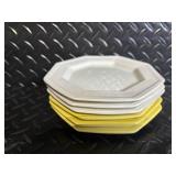 Heritage Johnson Bros Ironstone Octagonal Plates & Cobalt Blue Glassware Set