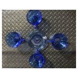 Heritage Johnson Bros Ironstone Octagonal Plates & Cobalt Blue Glassware Set