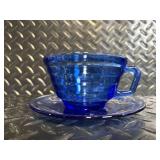 Heritage Johnson Bros Ironstone Octagonal Plates & Cobalt Blue Glassware Set