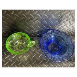 Heritage Johnson Bros Ironstone Octagonal Plates & Cobalt Blue Glassware Set