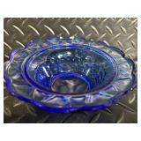 Heritage Johnson Bros Ironstone Octagonal Plates & Cobalt Blue Glassware Set