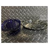 Heritage Johnson Bros Ironstone Octagonal Plates & Cobalt Blue Glassware Set