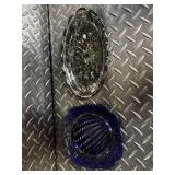 Heritage Johnson Bros Ironstone Octagonal Plates & Cobalt Blue Glassware Set