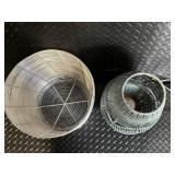 Vintage Woven Wire Lamp Set - 2-Piece Lamp with Wooden Base